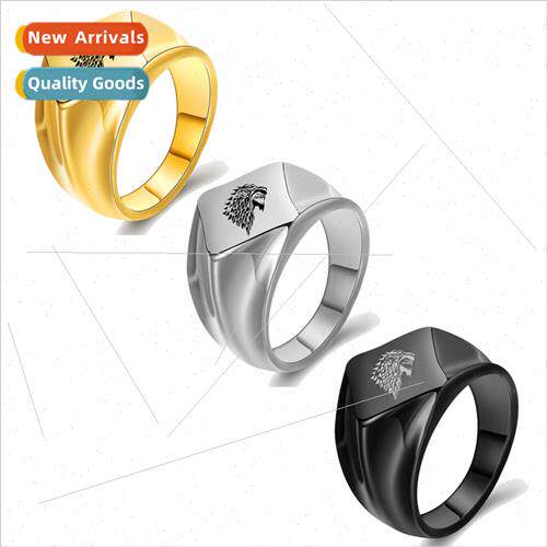 Europe Retro Men Wolf Head Diamond Tanium Steel Ring Stainle