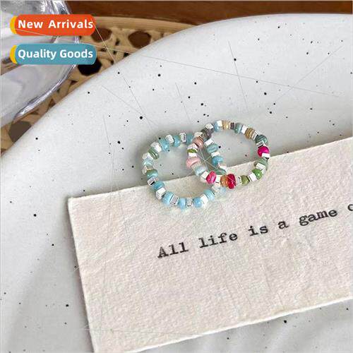 New Colorful Beaded Crushed lver Ring Women 2023 New  che Pr