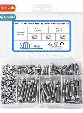 200pcs M4 cup head hexagon socket head cap screws nuts 304 c