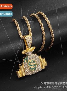 New Sex Dollar Symbol Money Bag Necklace Coin Pendant wh Dia