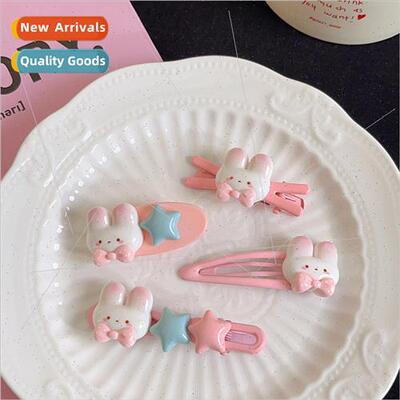 Pink bunny hair clips duckbill clip stars BB clip broken hai