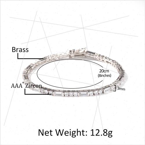 3mm single row full zirconia fashion bracelet multi-size hip