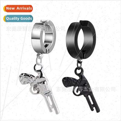 Earrings Europe pistol pendant tanium steel male student ear