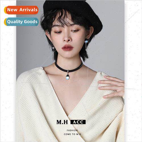Cute Ghost Necklace che Collar Chain Black Leather Collar Hi