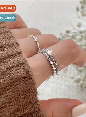 Solaire lace zirconia double layer ring women open adjustabl