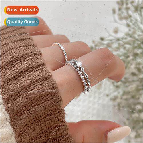 Solaire lace zirconia double layer ring women open adjustabl