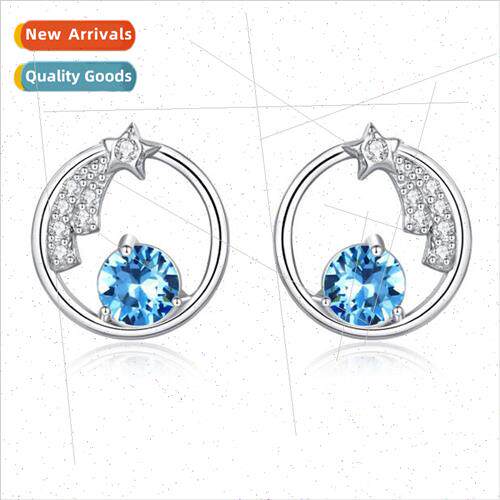 s925 silver splash moon earrings female ins new wave ear jew