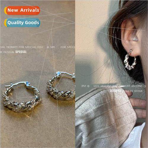 Twisted sparkling diamond earrings earrings niche earrings e