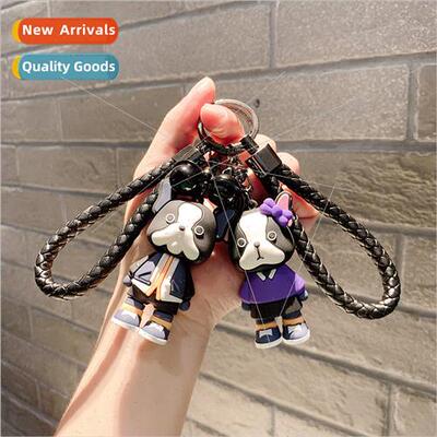 cool couple bulldog doll car key ring bag charm pendant keyc