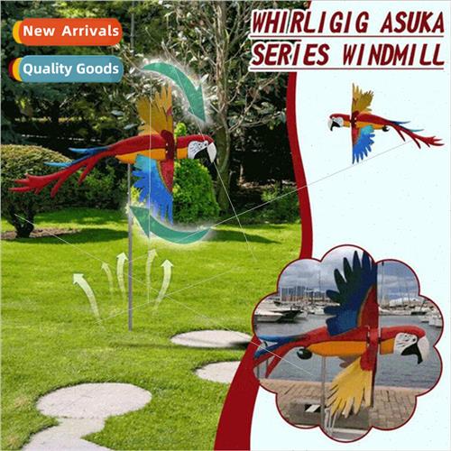 sculpture wind spinning parrot windmill garden lawn terrace