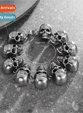 Creative new tanium steel skull bracelet men retro punk brac