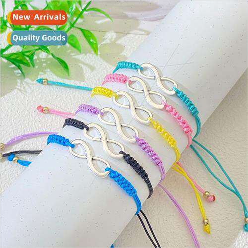 Alloy 8 Character Colorful Braided Adjustable Bracelet HRope