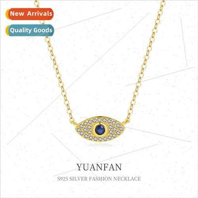 925 silver Vintage Zirconia Devil Eye Necklace Women che Fas