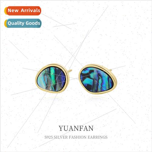 925 silver vintage abalone shell earrings female niche cold