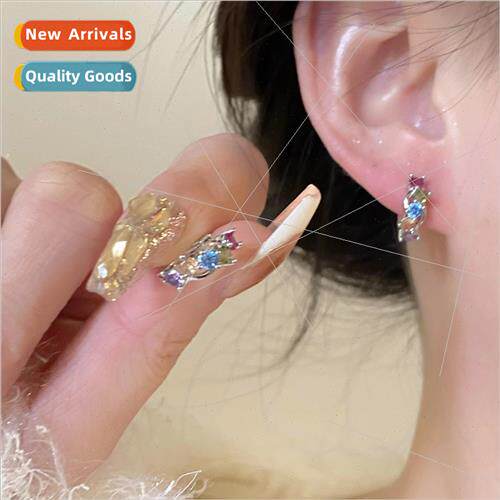 Color zirconia earrings female niche simple hundred wh summe