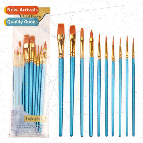 Gouache Watercolor Acrylic Oil Brush Set 10pcs Nylon Differe