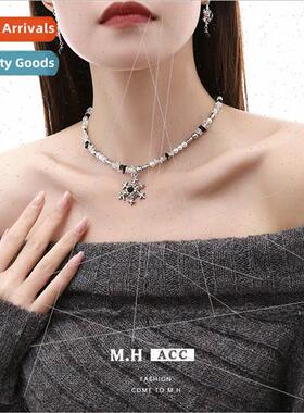 Snowflake necklace women pearl splicing sweater chain hundre