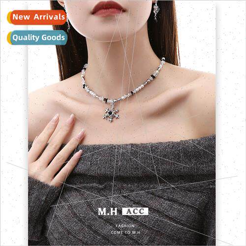Snowflake necklace women pearl splicing sweater chain hundre