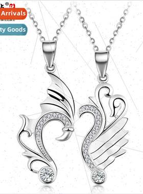 925 lver Devil Angel Wings Couple Necklace Pair Pendant Jewe