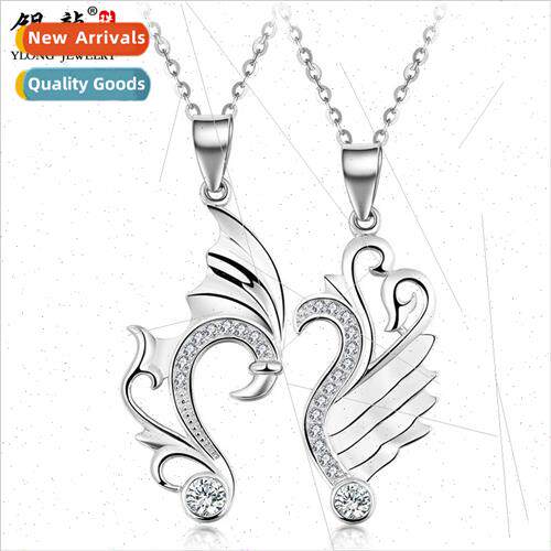 925 lver Devil Angel Wings Couple Necklace Pair Pendant Jewe