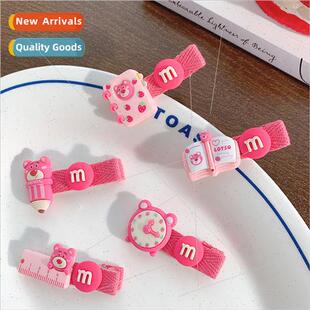 Strawberry Bear Girls Pink Hair Clip Girls Cute Bear Duckbil