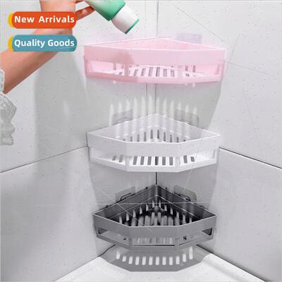 Washroom shelves sink corner draining wall mounted no-punch