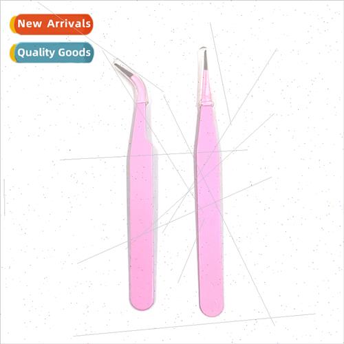 Stainless steel curved head straight tip pointed tweezers ma