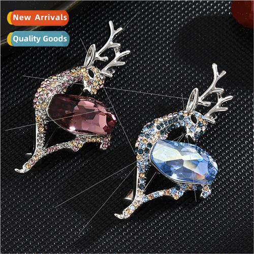 High-grade Austrian crystal deer brooch female niche a deer
