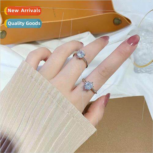 Fashion anti-true diamond ring ins tide hundred with open fi