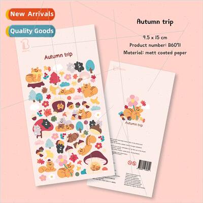 Korea Stickers B6071 Cute Big Tail Squirrel Flower Forest Wa