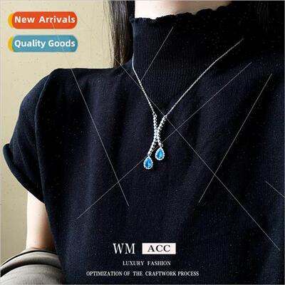 Zirconia cross water drop triple cross necklace fashion coll