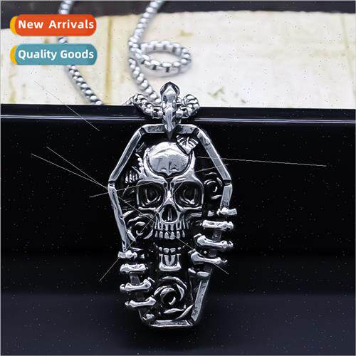 stainless steel necklace hip-hop punk skull king pendant tid