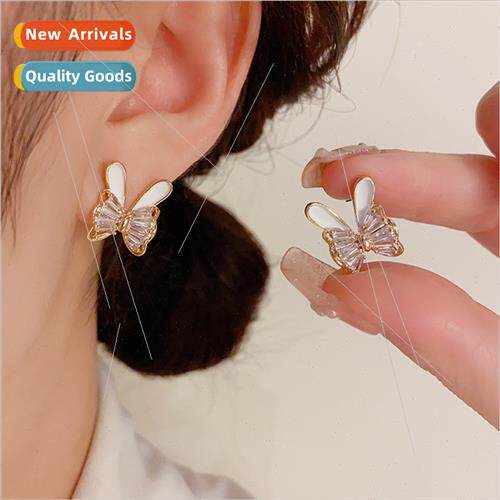 s925 silver needle fashion sweet micro-setting bow rabb earr
