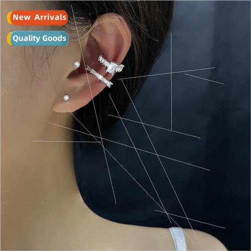 Sparkling no ear piercing square zirconia ear clips sweet co