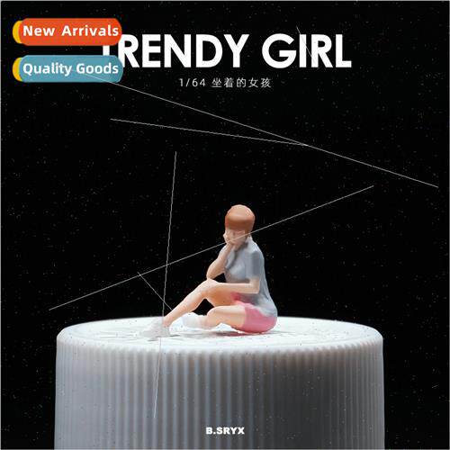 1:64 simulation pink shorts girl character model resin decor