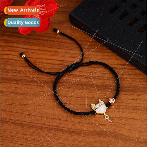 Ethnic tide Chinese Zodiac dragon red rope whe jade fu meng