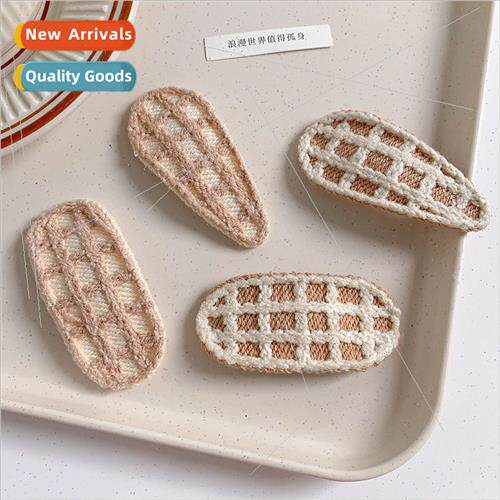 Autumn winter milk fabric curry BB clip hair clip fresh swee