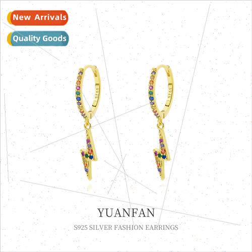 S925 lver Colorful Zirconia ghtning Earrings Women Europe Re