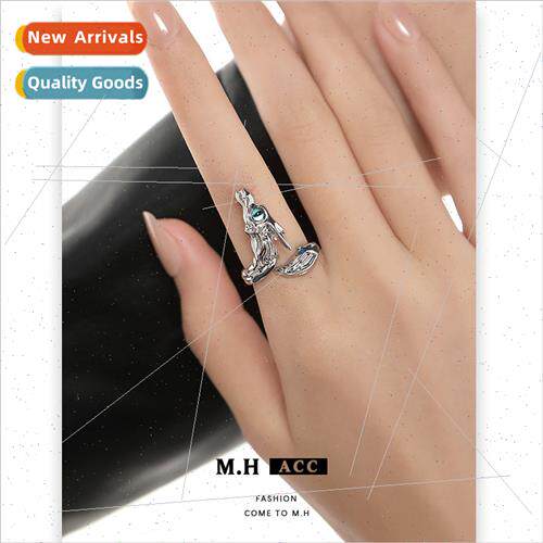 Vintage Chinese dragon ring female niche sweet cool open ind