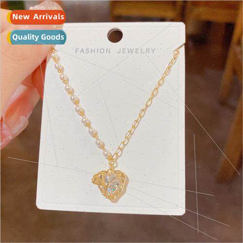 New fashion simple niche pearl splicing love necklace female