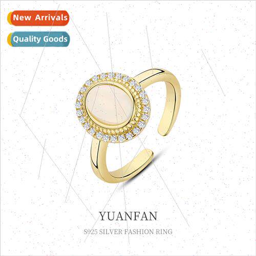 S925 lver Opal Ring Women Vintage Open Opal Ring