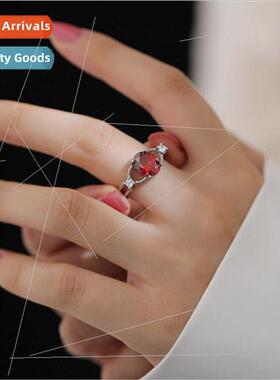 Europe nd simple ins garnet red zirconia ring engagement wom