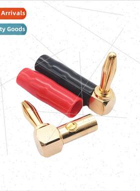 Gold-plated all-copper 4mm banana plug L-type 90 degrees sof
