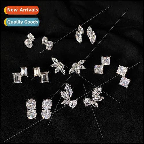 2022 new wave simple new zirconia earrings Korea niche earri