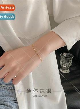 S925 lver Korea Small Square Bracelet mple Bean Bracelet che