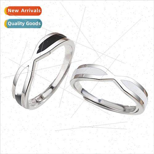 s925 silver couple ring match made in heaven black whe pair