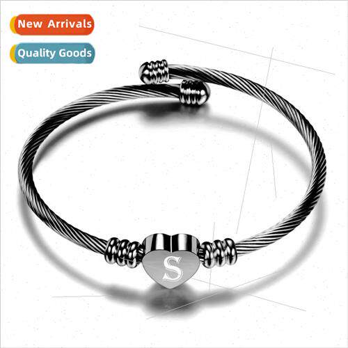 Gun Black 26 Letter Creative Stainless Steel Braided Cable T