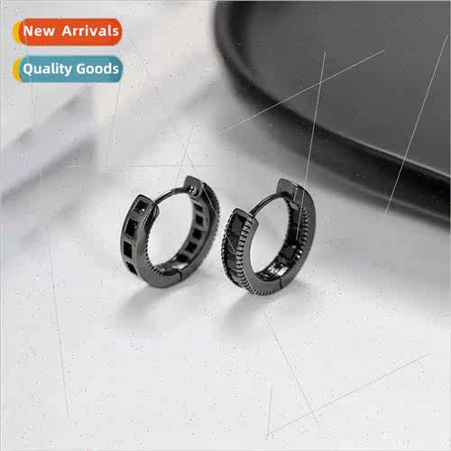 Europe black zirconia ear buckle earrings female 2023 new ti