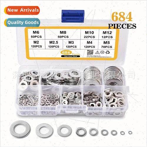 684pcs boxed flat gasket 304 flat gasket flat washer round w