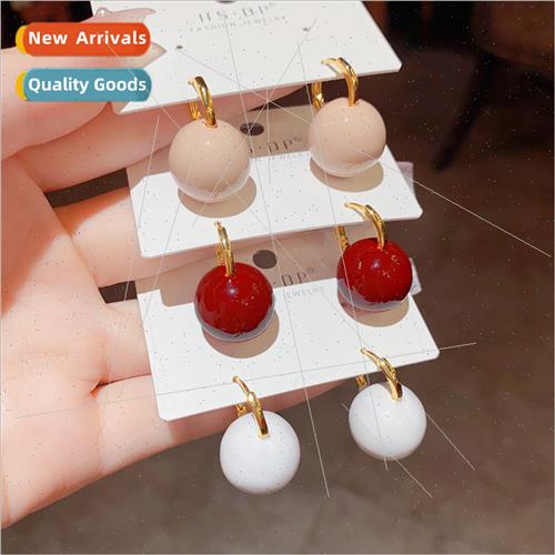 Koreasimple cute oil drop round ball earrings female niche f